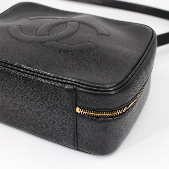 Chanel CC Black Caviar Leather Vanity Crossbody Two-Way Zip Gold Zipper Handbag - Picture 5 of 12